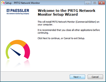 Setup Wizard Start Screen