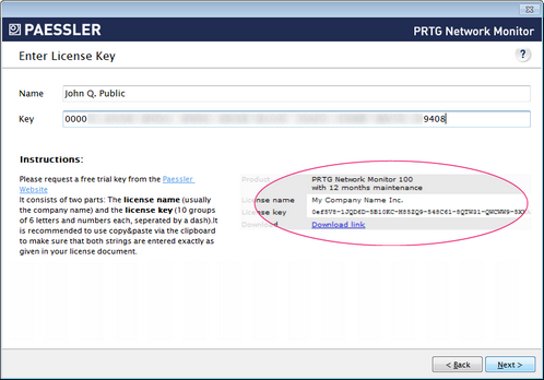 Welcome Wizard Enter License Information