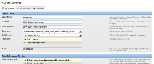 My Account Settings