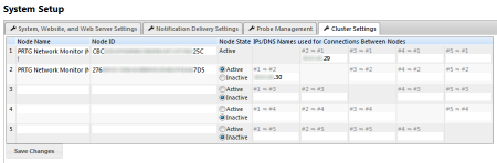 System Setup Cluster Settings